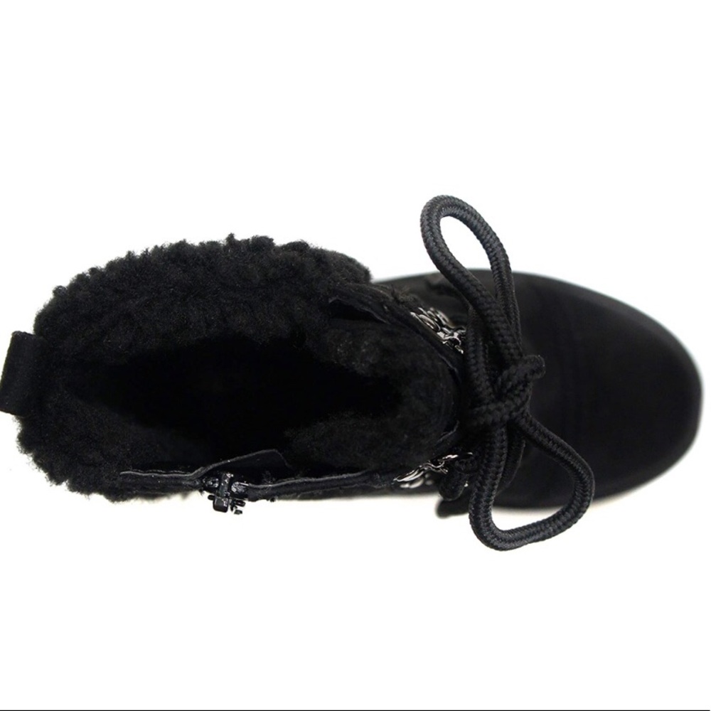 New Women’s Soda Chunky Heel Ankle Boot Lace Black - Picture 3 of 5